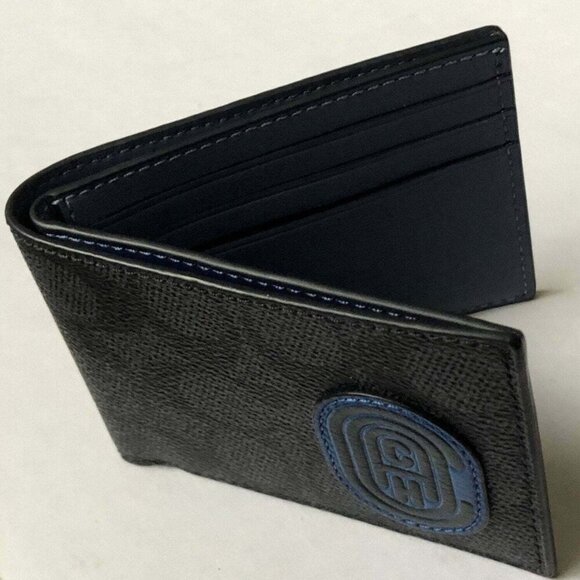 Coach Billfold Wallet Mens Black Retro Patch 69218 Slim Signature Canvas Leather - Picture 2 of 5